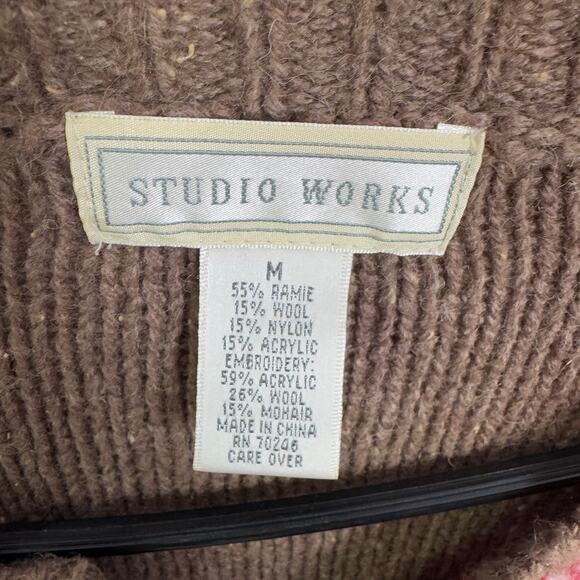 Studio Works Wool Ugly Christmas Zip Sweater US Women's M - Picture 5 of 7